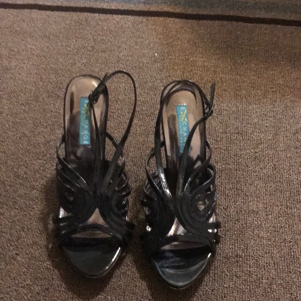 A high heel black sandal